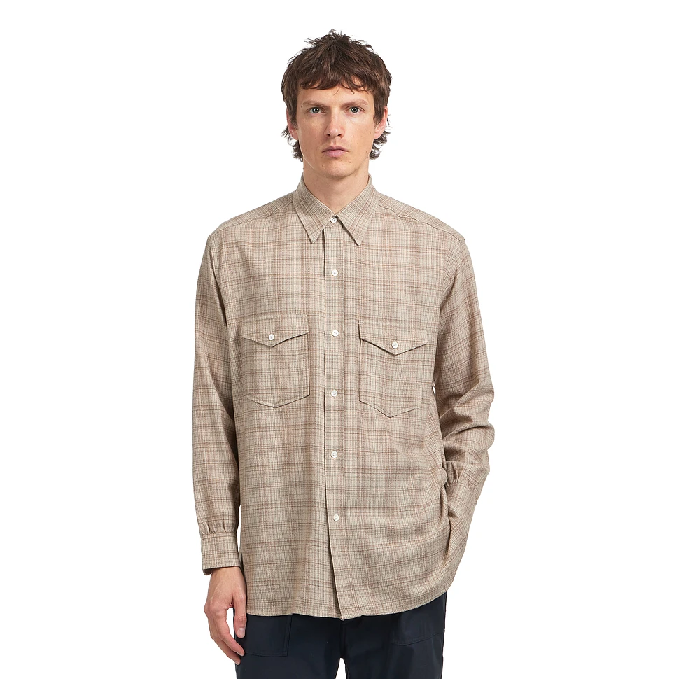 Regular Collar Wool Plaid Shirt